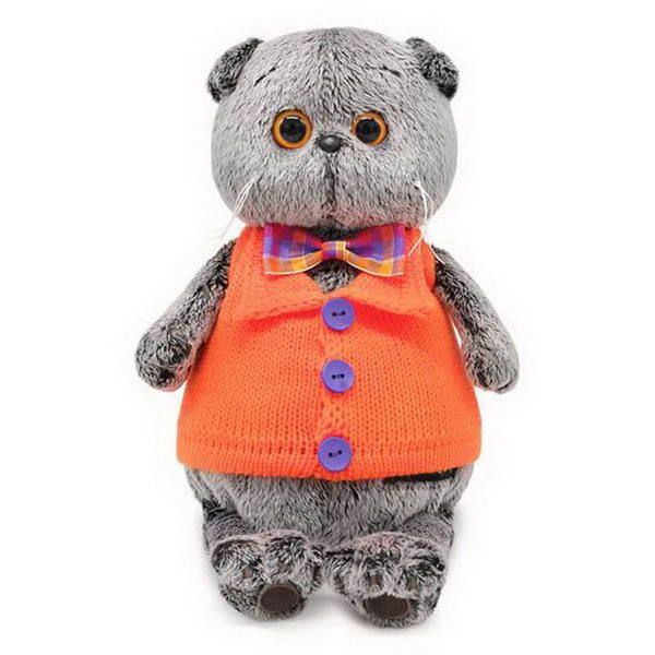BUDI BASA Ks19-103 Мягкая игрушка Кот Басик в вязаном жилете, 19 см