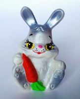 Зайчик с морковкой 8 см, игрушка ПВХ