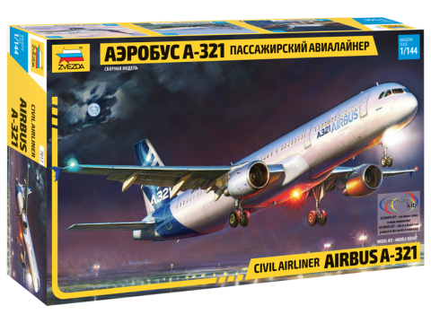 Звезда 7017 Сборная модель Пассажирский авиалайнер Аэробус А-321, 1:144