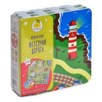 ЯиГрушка 59842 Коврик-пазл ЯиГрушка Железная дорога AR+, 9 деталей размером 32*32см