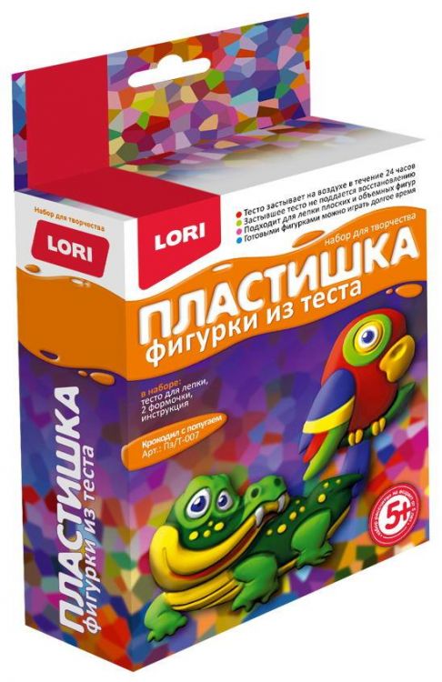 LORI Пз/Т-007 Набор для творчества LORI Пластишка.Фигурки из теста Крокодил с попугаем
