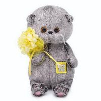BUDI BASA BB-038 Мягкая игрушка Кот Басик BABY с букетом, 20 см