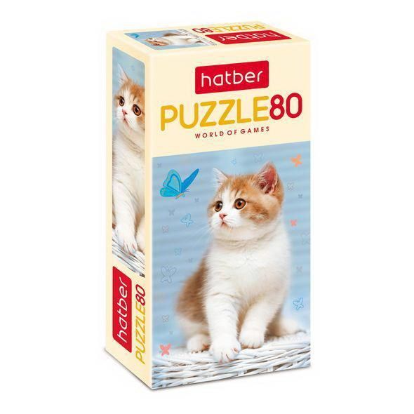 Hatber 80ПЗ5-21022 ПАЗЛЫ 80 элементов А5ф 165х230мм Котенок и бабочка