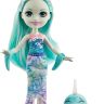 Mattel GJX41 Энчантималс Кукла Нарвал Надди с любимой зверушкой, 15 см