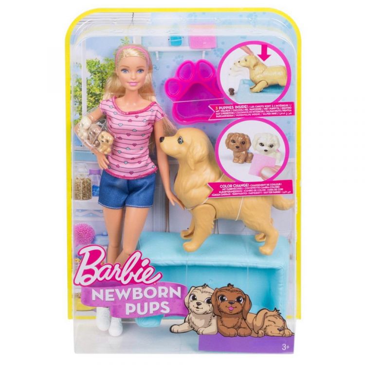Mattel FDD43 Barbie. Набор "Семья Barbie"«Кукла и собака с новорожденными щенками»
