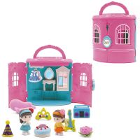 ABtoys (АБтойс) PT-01466/розовый Игровой набор Abtoys В гостях у куклы. Домик-трансформер и куколка, в наборе с аксессуарами, розовый