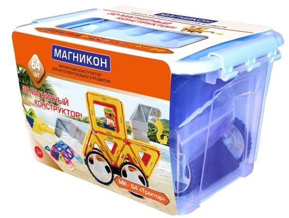 Конструктор Магникон "Трактор", 64 элемента