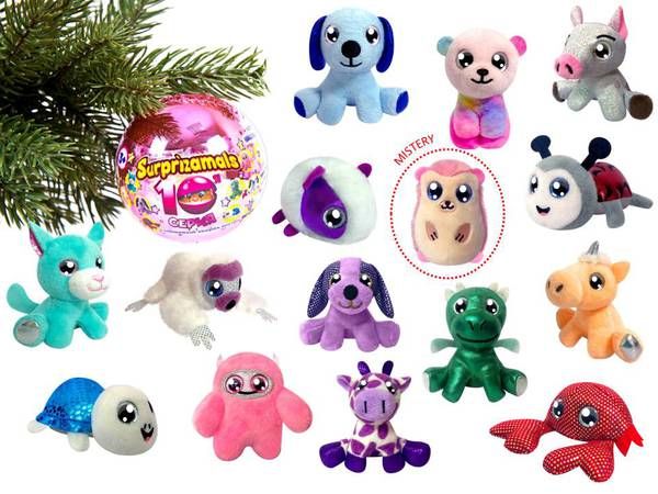BEVERLY HILLS TEDDY BEAR SU20445/1 Surprizamals (Сюрпризамалс) Series 10, плюшевые фигруки зверят в капсулах 15 в ассортименте (в дисплее 36 шт, цена за 1 штуку), диаметр капсулы 6 см
