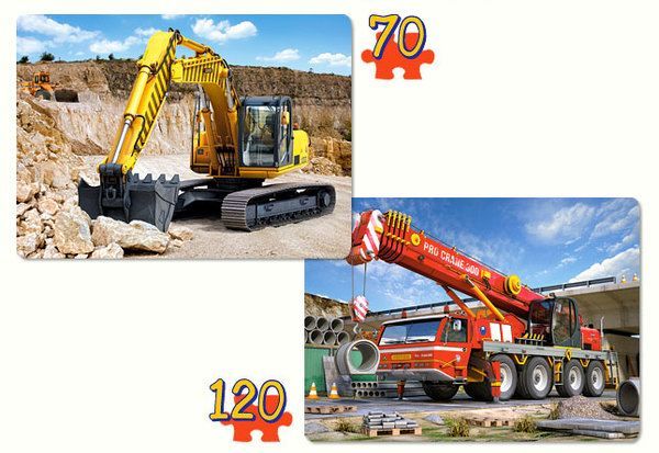 Castorland C2-021048 Пазл Стройтехника 2 в 1, 70+120 деталей