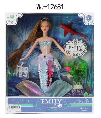 ABtoys (АБтойс) WJ-12681 Кукла ABtoys Emily Русалочка (топ и перламутровый хвост), аксессуары, 30см