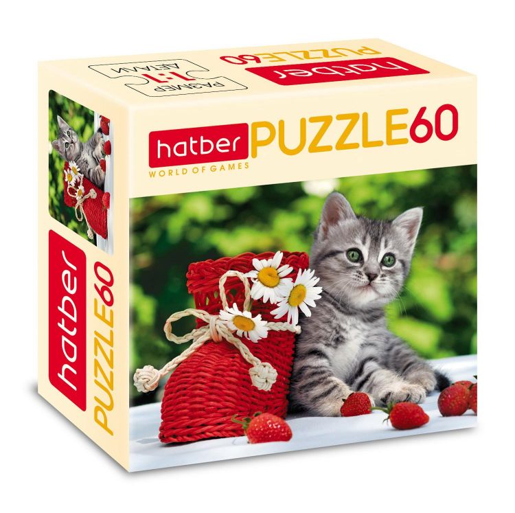 Hatber 60ПЗ5-11865 Пазл Hatber Котенок с клубничкой 60 элементов230х165мм Hatber 60ПЗ5-11865 Пазл Hatber Котенок с клубничкой 60 элементов230х165мм