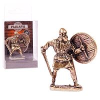 Амберкинг CRU-16 Фигурка литая. Солдатик металлический. Варвар с щитом и мечом 54мм (1:32) латунь