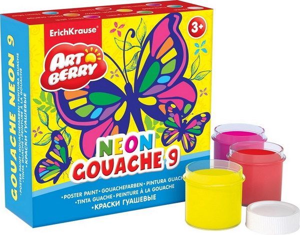 Гуашь Artberry Neon 9 цветов/20мл