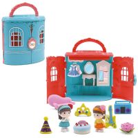 ABtoys (АБтойс) PT-01466/голубой Игровой набор Abtoys В гостях у куклы. Домик-трансформер и куколка, в наборе с аксессуарами, голубой