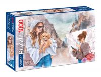 Hatber 1000ПЗ2-23826 Пазл Hatber Premium Девушка с собачкой 1000 элементов формат 680х480мм