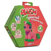 PLUSH PL02201806 Пластилин пушистый ТМ "PLUSH", розовый + зеленый, 160 грамм, на европодвесе