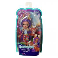 Mattel FXM75 Энчантималс Кукла Данесса Оления с любимой зверушкой, 15 см