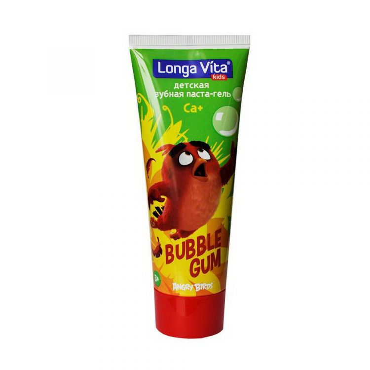 Longa Vita ABG-НТМ Зубная паста-гель Longa Vita Angry Birds Bubble Gum, детская 75 гр. от 3-х лет