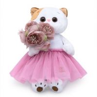 BUDI BASA LK24-036 Мягкая игрушка Кошечка Ли-Ли с букетом, 24 см