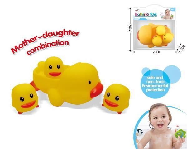 ABtoys (АБтойс) PT-01514 Набор для ванной Abtoys Веселое купание 4 предмета (мама-утка с 3 утятами на спине)