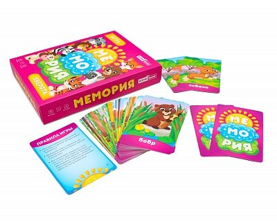 Рыжий кот ИН-6804 Игра настольная Мемория Зверята, 54 карточки