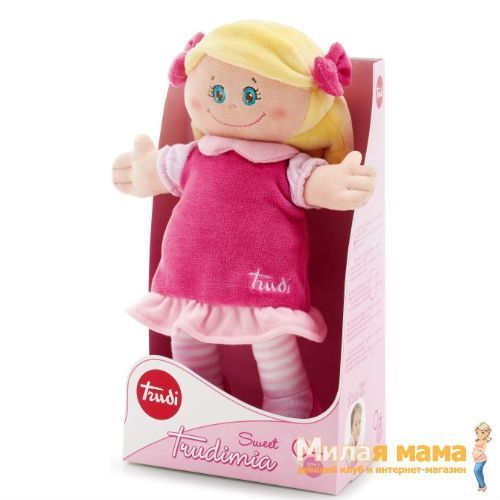 Trudi 64420 Мягкая кукла в малиновом платье, 24 см
