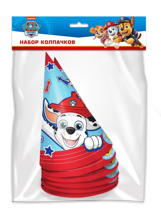 ND Play 292950 Набор бумажных колпаков ND Play Щенячий патруль для праздника 6 штук ND Play 292950 Набор бумажных колпаков ND Play Щенячий патруль для праздника 6 штук