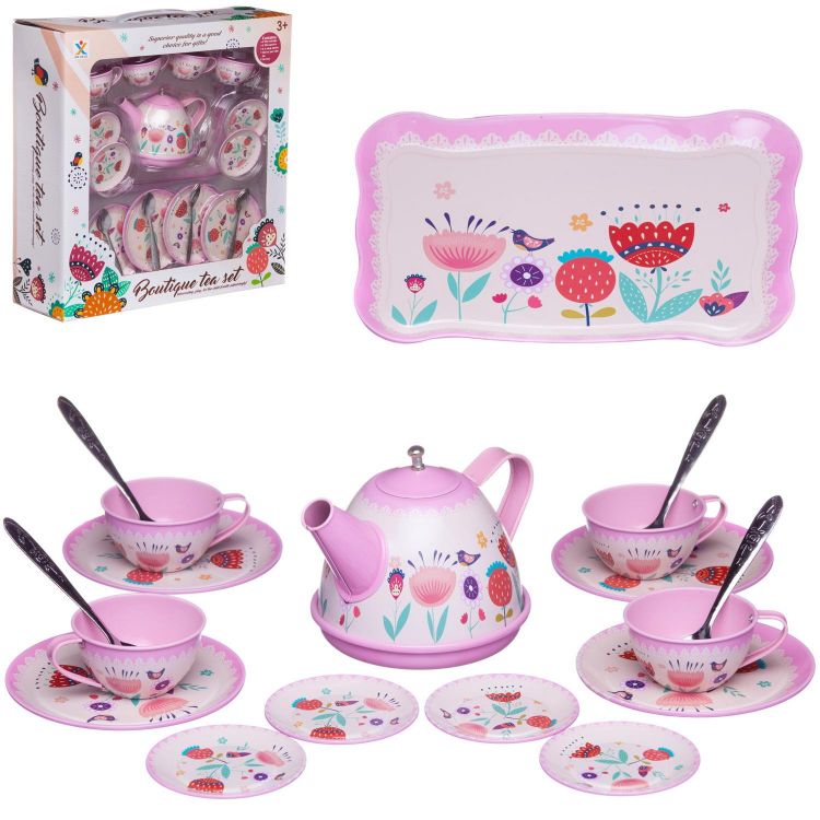 Junfa WK-14782 Игровой набор Junfa Посуда металлическая в наборе с чайником, чашками, блюдцами, подносом Junfa WK-14782 Игровой набор Junfa Посуда металлическая в наборе с чайником, чашками, блюдцами, подносом
