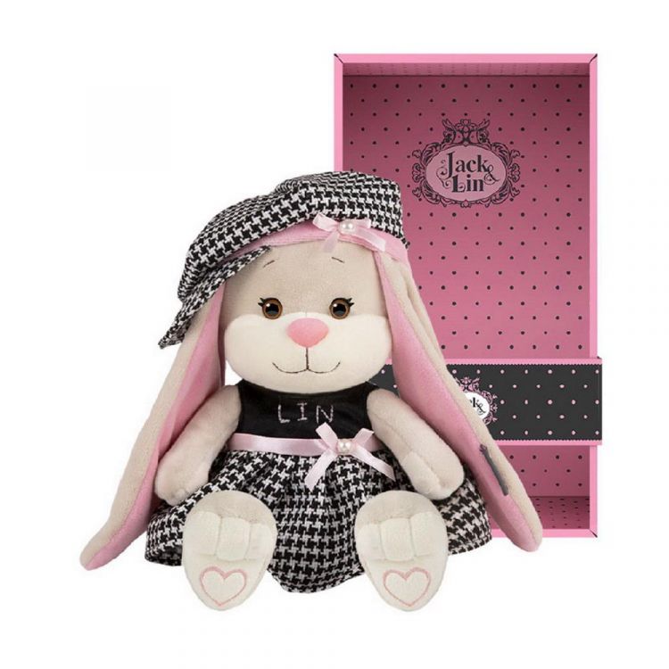 Jack&amp;Lin JL-260-20 Мягкая игрушка Maxitoys Jack&amp;Lin Зайка в Клетчатом Платьице и Шапочке 20 см