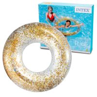 Intex 56274 Круг надувной "Transparent Glitter", золотой, 119 см