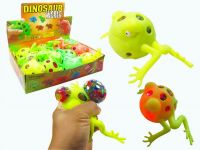 JUNFA 1809-SQ096A Игрушка-антистресс. Мялка с разноцветными шариками "Dinosaur World Лягушка", со световыми эффектами, 12 шт. в дисплее