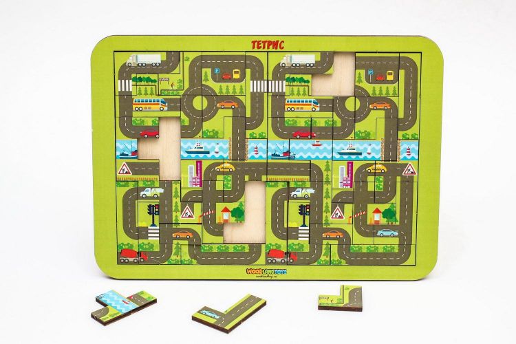 Woodlandtoys 065104 Развивающая игра Woodlandtoys Тетрис большой Карта города 28,5*19,5*0,6 см