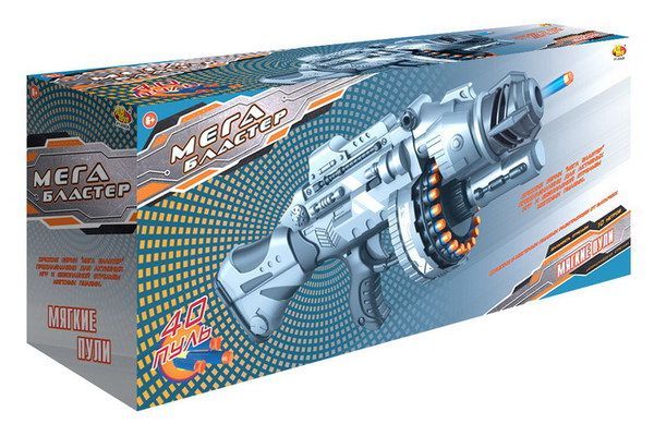 ABtoys PT-00926 Мегабластер. Бластер стреляющий мягкими снарядами, 40 шт. в комплекте  56,50*14,50*24,50см