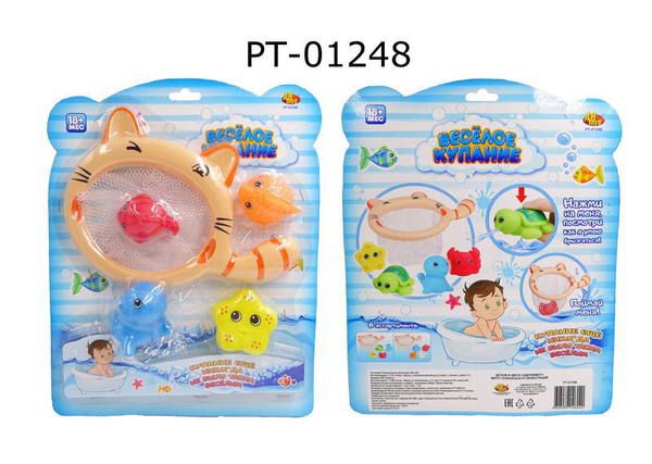 ABtoys (АБтойс) PT-01248 Веселое купание. Сачок и 4 фигурки