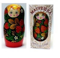 М05140202К Матрешка 5 в 1 средняя 14 см (Ягодки, Эскиз 02, Земляничка) в подарочной упаковке