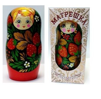 М05140202К Матрешка 5 в 1 средняя 14 см (Ягодки, Эскиз 02, Земляничка) в подарочной упаковке