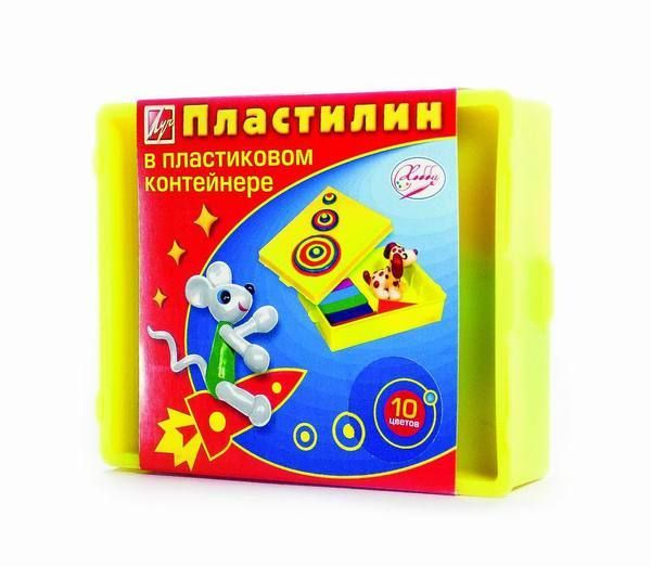 Пластилин Классика 10 цветов в пластмассовом контейнере
