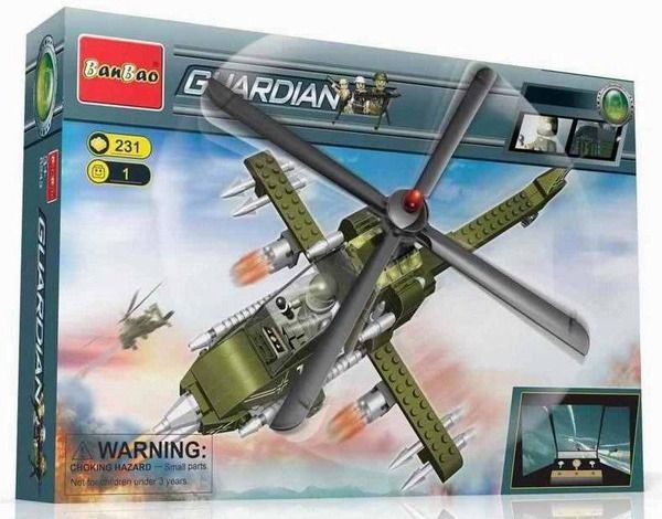 Banbao 8238 Конструктор Банбао "Военный вертолет", 231 деталь