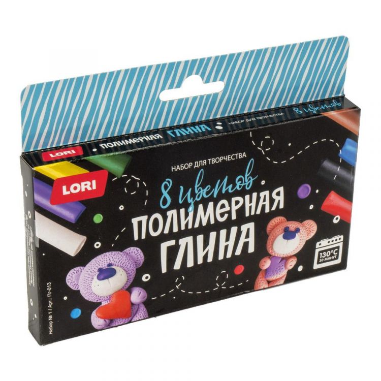 LORI Пг-013 Набор для творчества LORI Глина полимерная. 8 цветов Набор №1