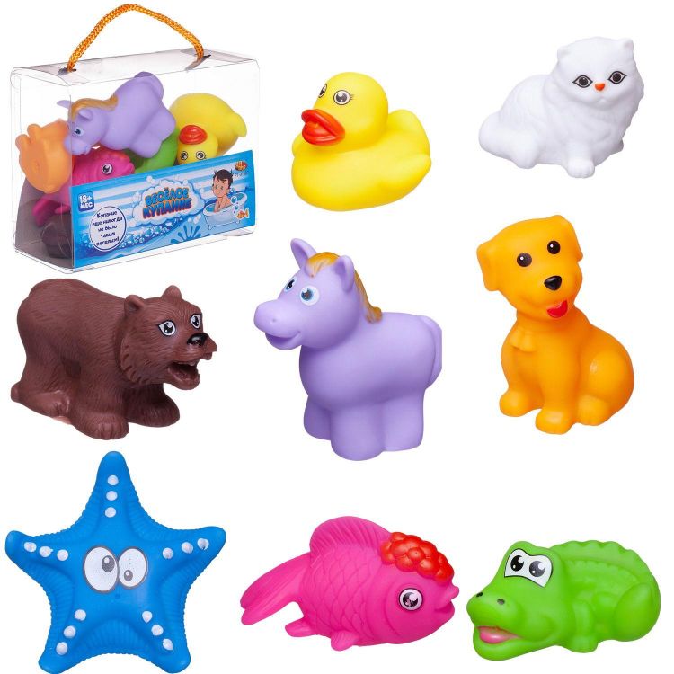 ABtoys (АБтойс) PT-01687 Набор резиновых игрушек для ванной Abtoys Веселое купание 8 предметов (набор 3), в сумке
