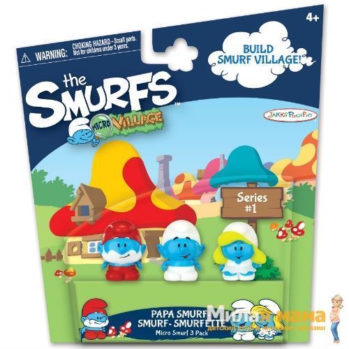 Jakks 55760 Набор из 3-х мини фигурок Смурфиков Папа-смурф, Смурфетта и Смурфик