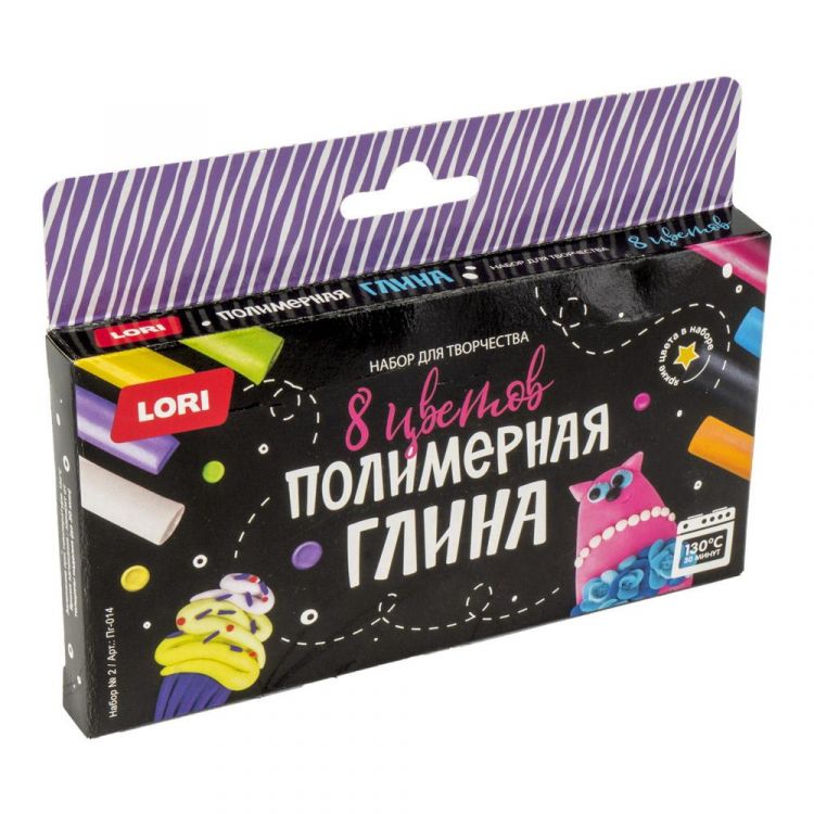LORI Пг-014 Набор для творчества LORI Глина полимерная. 8 цветов Набор №2