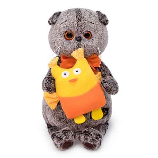 BUDI BASA Ks22-113 Мягкая игрушка Кот Басик с совой, 22 см