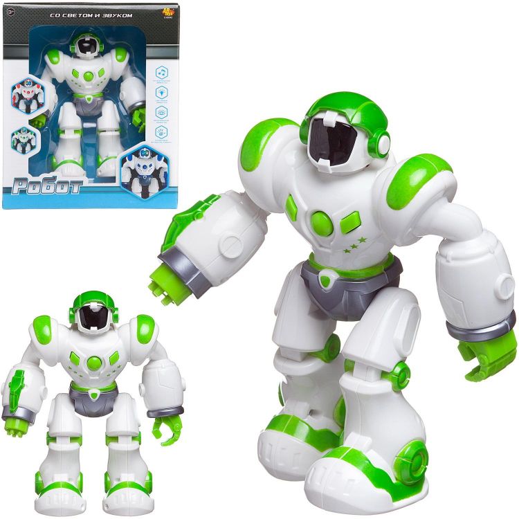 ABtoys (АБтойс) C-00342/зеленый Робот ABtoys, световые и звуковые эффекты, бело-зеленый