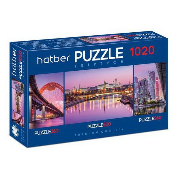 Hatber 1020ПЗ2-19531 Пазл Триптих "Premium" Огни города, 260+500+260 элементов