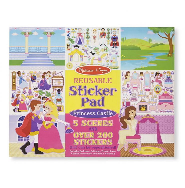 Melissa&amp;Doug 4306м Наклейки виниловые многоразовые, без клеевого слоя c фоном "Принцессы", 165 наклеек, 5 сюжетов