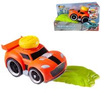 ABtoys (АБтойс) C-00415 Машинка ABtoys АвтоСити с кнопкой запуска и блоком-препятствием, на батарейках, оранжевая