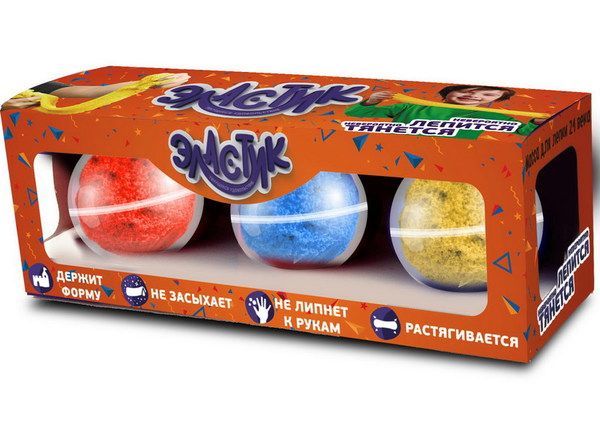 Масса для лепки ТМ "Эластик", синий, красный, желтый, 360 г