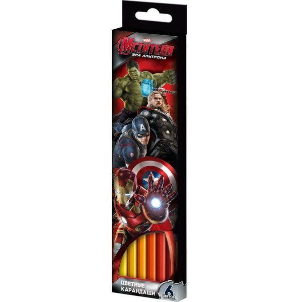 РОСМЭН 29053 Карандаши цветные Marvel Мстители, 6 цветов