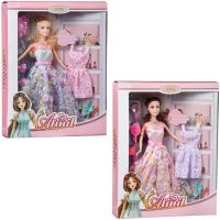 Junfa WJ-22267 Кукла Junfa Atinil Гардероб модницы Весеннее настроение (в длинном платье) в наборе с дополнительным платьем и другими аксессуарами 28см